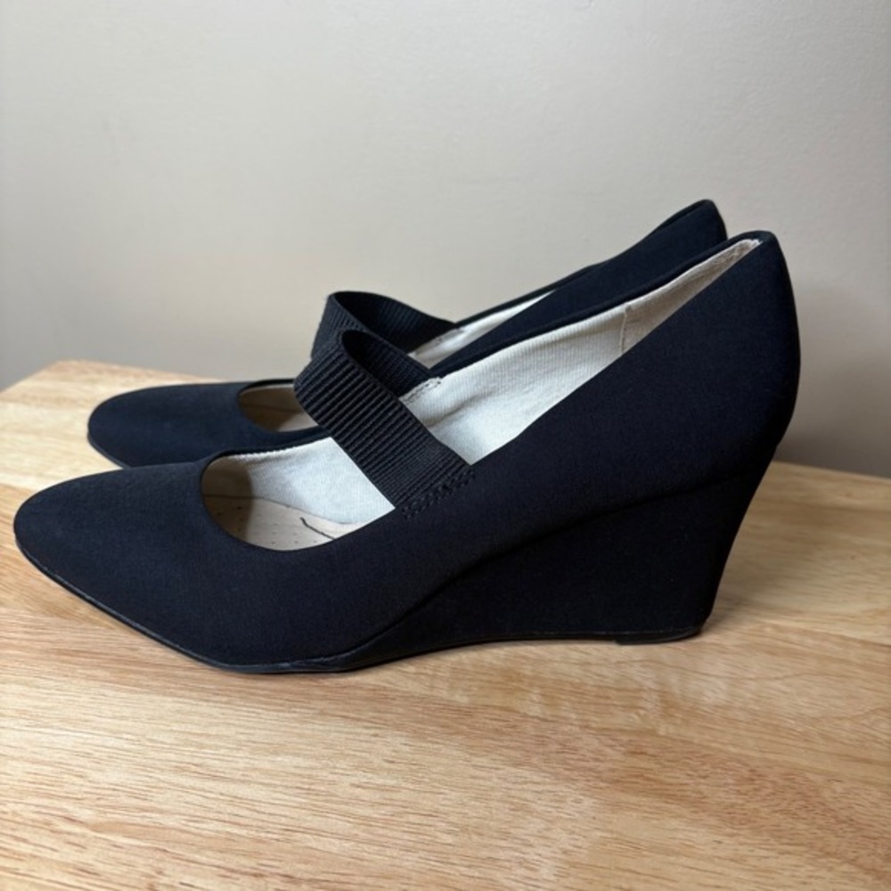 LifeStride Women Gio May Jane Wedge‎ Microsuede Black Pumps Sz 9.5 Office Career - Picture 3 of 7